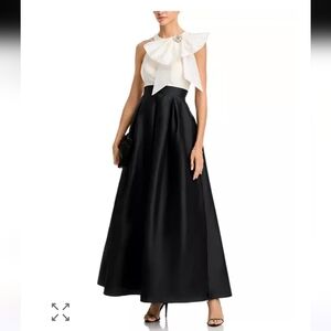 $258 Eliza J Sleeveless Bow Halter Ball Gown Sz 6 NWT Cocktail Party No Brooch